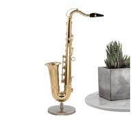 Saxophone Model,Miniature Saxophone Model | Brass Musical Instrument Collectible with Stand Case for Display Kids Adults Christmas Birthday Doll House Accessories