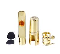 Saxophone Mouthpiece, 5C 6C 7C 8C Alto Saxophone Mouthpiece Gold Color Metal Sax Kit for Beginner Practice (7C