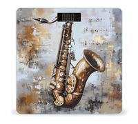 Saxophone Musical Notes Painting Scale for Body Weight Digital Bathroom Scales with Tempered Glass LCD Display Auto on Off