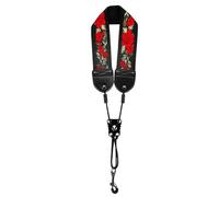 Saxophone Neck Strap Adjustable with Snap Hook, Embroidered Cotton Shoulder Strap for Alto Tenor Soprano Sax, Metal Hardware, Multi-Color