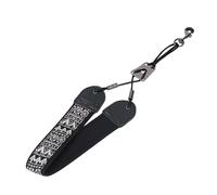 Saxophone Neck Strap, Black White Embroidery, Metal Hook Adjustment Buckle, EVA Cotton Soft Padded, Suitable for Soprano Tenor Saxophones (Embroidery Pattern