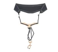 Saxophone Neck Strap, Y Shape Leather Breathable Adjustable Strap with Metal Swivel Snap Hook Double Layer Threading Holes for Alto and Tenor Saxophone (Black)