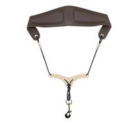 Saxophone Neckband Leather Shoulder Strap Soprano Alto Tenor Sax Universal Neckband Metal Clasp Saxophone Accessories Parts(Coffee)