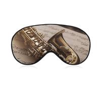 Saxophone on Sheet Music Sleep Mask for Women Men, Breathable Soft Sleeping Mask Adjustable Eye Cover Light Blocking Eye Masks for Travel, Home, Office, Nap, Flights