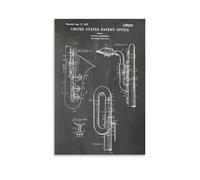 Saxophone Patent Music Room Decoration Music Teacher Gift Instrument Posters Poster Cool Artworks Painting Wall Art Canvas Prints