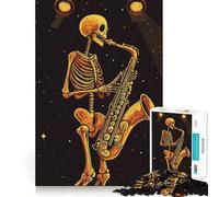Saxophone Player Adult Jigsaw Puzzle1000 Pieces Brain Teaser Mental Relax Pattern Assembly Santa Wish Item (38x26cm)