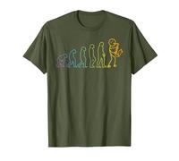 Saxophone Player Evolution - Funny Stick Figure Saxophonist T-Shirt, Men, Olive Green, 3X-Large