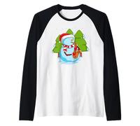 Saxophone Player Jazz Snowman Sax Music Snow Day Holiday Raglan Baseball Tee
