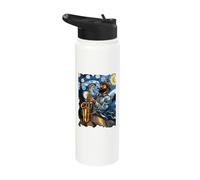 Saxophone Player Starry Night - Funny Van Gogh Painting Jazz Stainless Steel Insulated Water Bottle