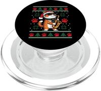Saxophone Playing Cat Christmas Music Funny Cat Lover PopSockets PopGrip for MagSafe