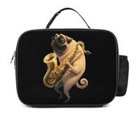 Saxophone Playing Pug Lunch Bag Insulated Lunch Tote Lunch Box | Removable,Portable Lunch Container,for Office Work Picnic Hiking