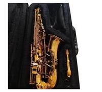 saxophone Professional Alto Saxophone Lacquered Gold Brass German Craft Manufacturing Woodwind Instrument Sax (Color : Leather bag)