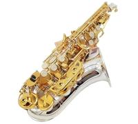 saxophone Professional Curved Soprano Saxophone B Flat Gilded Structure Jazz Instrument Sax Soprano (Color : Leather box)