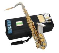 Saxophone Satin Nickel Plated Tenor Saxophone Bb High F Key With Metal Mouthpiece