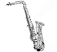 Saxophone Sax Music Notes Reusable Stencil A3 A4 A5 & Bigger Sizes Modern / Music2 (PVC Reusable Stencil, A3 Size - 297 x 420 mm, 11.7 x 16.5 in)