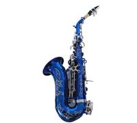 saxophone set Blue B-flat Curved Treble Saxophone Jazz Instrument Gold-plated Key Surface Does Professional Saxo Treble (Color : Leather Case)
