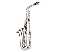 saxophone set Eb E Flat Brass Saxophone Carved Pattern On Surface Plastic Mouthpiece Exquisite With Gloves (Color : Silver)
