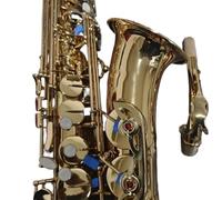 saxophone set Gold Eb Tone Alto Saxophone Brass Shell Keys Japanese Craft Made Woodwind Jazz Instrument With Case (Color : Leather case)