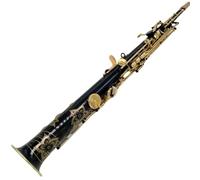 saxophone set Japan Treble Saxophone B-Flat Straight Black Gold Lacquered Body Musical Instrument Professional With Case Accessories (Color : 1)