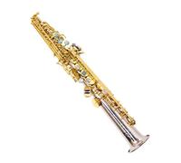 saxophone set Straight Treble Saxophone Wind Instrument One-piece Soprano Saxophone Made Of White Copper