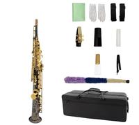 Saxophone Sets B Flat Straight Tube Soprano Saxophone With Black Nickel Gold Keys Professional Performance Instrument