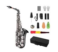 Saxophone Sets Professional Brass Bend Eb Alto Saxophone With Black Nickel Plating And Accessories