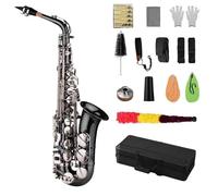Saxophone Sets Professional Grade Brass Bend Eb Alto Saxophone Black Nickel Plated With Case And Gloves