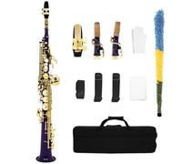 Saxophone Sets Soprano Saxophone EB Hand Engraved Brass Straight Tube Playing Instrument For Beginners With Accessories(3)