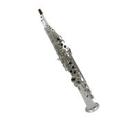 Saxophone Shiny Silver One Piece Straight Handle Soprano Saxophone Bb Tune