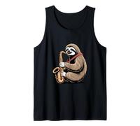 Saxophone Sloth Funny Jazz Musician Animal Lover Tank Top