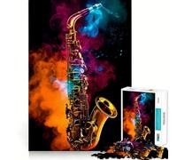 Saxophone Smoke Colorful Jigsaw Puzzles for Adults 1000 Pieces Clear Logic Toy Quiet Hobby Perfect Cut Stylish Gift (38x52cm)