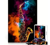 Saxophone Smoke Colorful Jigsaw Puzzles for Adults 1000 Pieces Clear Logic Toy Quiet Hobby Perfect Cut Stylish Gift (38x52cm)