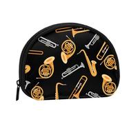 Saxophone Trombone Lover Music, Women's Storage Bag Shell Makeup Bag Small Coin Purse Shell Change Pouch