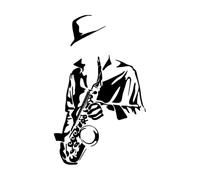 Saxophone Wall Sticker Bedroom Jazz Music Wall Art Decals Home Decorations Removable PVC Musical Murals Small - 35x57cm