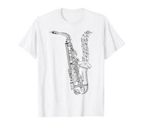Saxophone with Music Notes - Saxophonist Sax Player Musician Value Graphic T-Shirt, Men, White, XL