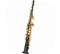 Saxophones Brass Straight Treble Bb Flat Sax Saxophone Woodwind Instrument Natural Shell Key Carve Pattern With Carryi(Black)