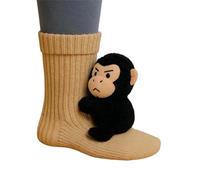 Saxrel 3D Knit Gorilla Animal Floor Socks - Breathable Anti-Slip, Festive Novelty Winter Warm Crochet Knitted Socks for Adults Kids Holiday Decor Animal Sock