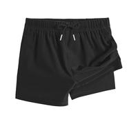Saxrel Black Girls' Lightweight 2-in-1 Swim Shorts - Double-Layered Swimming Trunks Quick Dry School Sports Pants with Pockets for Beach Trips, Pool Days,Travel 14 Years