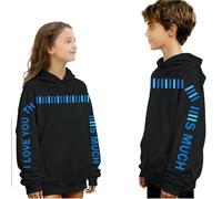 Saxrel Black Kids' Y2K Hoodies Oversized Cute School Jumpers - I Love You This Much Funny Print Hooded Sweatshirt Casual Outing Sweatshirt for Boys & Girls for Daily/School Wear 13 Years