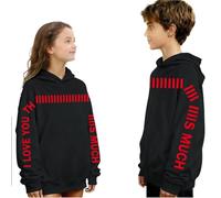 Saxrel Black Kids' Y2K Hoodies Oversized Cute School Jumpers - I Love You This Much Funny Print Hooded Sweatshirt Casual Outing Sweatshirt for Boys & Girls for Daily/School Wear 11 Years