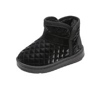 Saxrel Black Quilted Ankle High Snow Boots Girls Winter Warm Plush Fleece Lined School Shoes Large Bow Cute Kids Walking Boots Sweet Casual Outing Anti-Slip Thick Sole Footwear UK Size 12