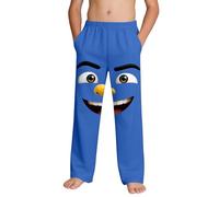 Saxrel Blue Boys Novelty Smile Face Printed Beach Trousers - Lightweight Casual Lounge Pants Elasticated Waist Drawstring Wide Leg Trousers for Beach & Pool Days Summer Travel Outings 6 Years
