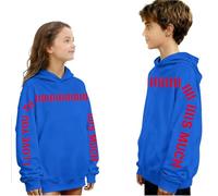 Saxrel Blue Kids' Y2K Hoodies Oversized Cute School Jumpers - I Love You This Much Funny Print Hooded Sweatshirt Casual Outing Sweatshirt for Boys & Girls for Daily/School Wear 11 Years