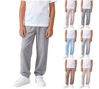 Saxrel Boys Girls School Trousers Modal Soft Cuffed Leg Joggers - Elastic Waist Side Pocket Hiking Trousers 3-16 Years for Back to School Outdoor Sports Walking Casual Wear