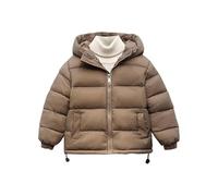 Saxrel Brown Boys & Girls Zipper Drawcord Puffer Coat 7 Years Windproof Quilted Padded Kids Jacket Winter Warm Thick Outerwear Hooded Pocket Overcoat 311 Years