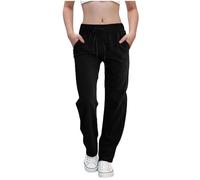 Saxrel Drawstring Smocked High Waist Loose Fit Girl Trousers 13 Years Sweatpants Baggy Kids Joggers Pocket Cheeseclothes Black Pajama Pants Girls Wide Leg Long Straight