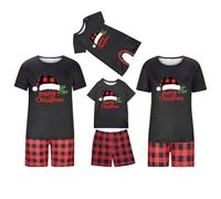 Saxrel Family Christmas Pyjamas Set, Matching Adult Kids Cute Xmas Print Plaid Shorts Sleepwear, 2 Piece Soft Home Suits Festive UK Family Vocation Nightwear Pjs Outfit
