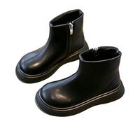 Saxrel Girls Ankle High Chelsea Boots Faux Leather Side Zipper School Shoes | Non Slip Chunky Sole Round Toe Short Boots Casual Daily Footwear Walking Hiking Holiday Travel Outdoor Streetwear Everyday
