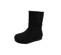 Saxrel Girls Faux Suede Mid-Calf Boots Cute Accents Winter Warm Shool Shoes | Fleece Lined Princess Boots Round Toe Non Slip Sole Footwear Walking Hiking Holiday Travel Outdoor Streetwear Everyday Wear