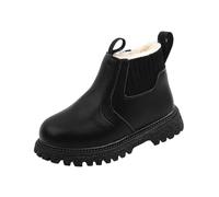 Saxrel Girls Fleece Lined Chelsea Boots Side Zip Ankle Warm School Shoes | Round Toe Non Slip Soft Sole Walking Boots Pull Tab Sherpa Winter Footwear Running Hiking Snow Day Outing Travel Trips